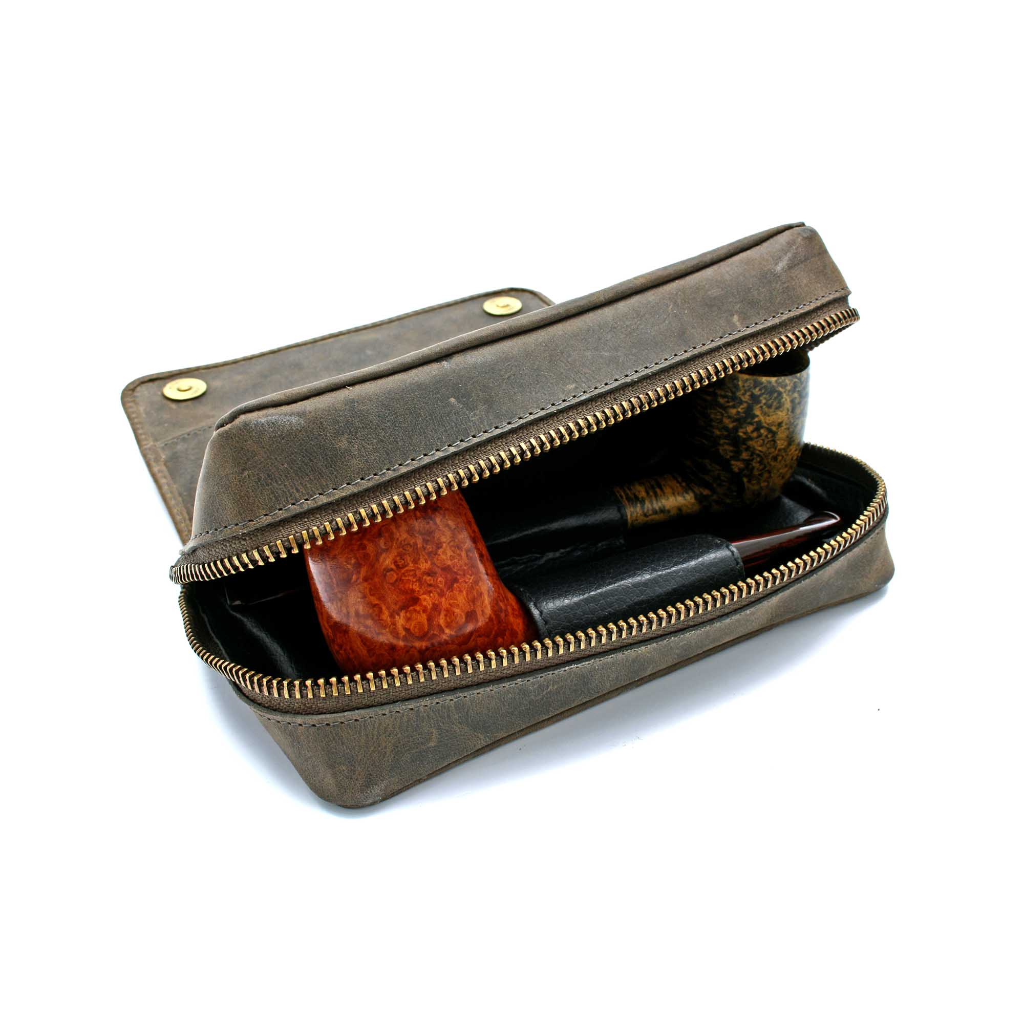 CP2-4 Rattray's Pipes 2pc Combi Pouch Pelle Marrone CP2