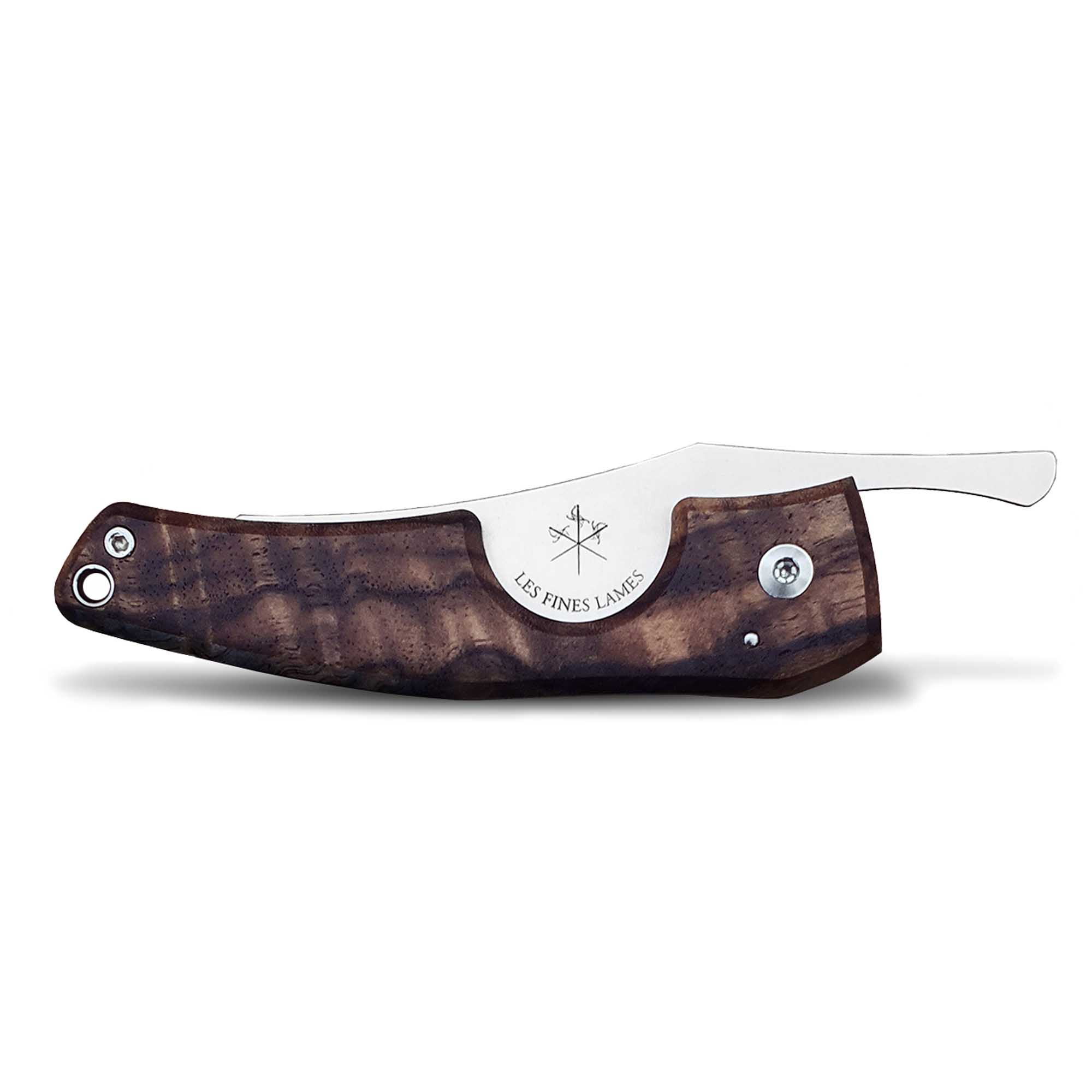 Les Fines Lames-le-petite-gunstock-walnut-burl-01 Les Fines Lames Couteau à cigare Le Petit Gunstock Walnut Burl