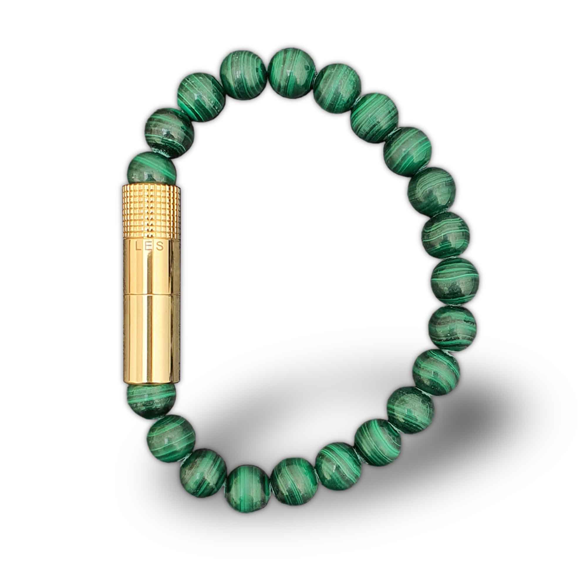 lfl-bracelet-malachite-gold-01 Les Fines Lames Punch Bracelet Solo Gold Malachite