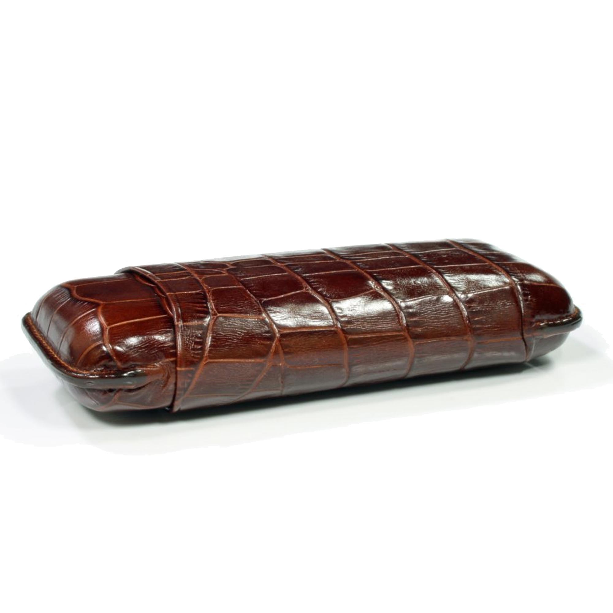 Martin Wess 2 portasigari Robusto in pelle marrone Croco 590