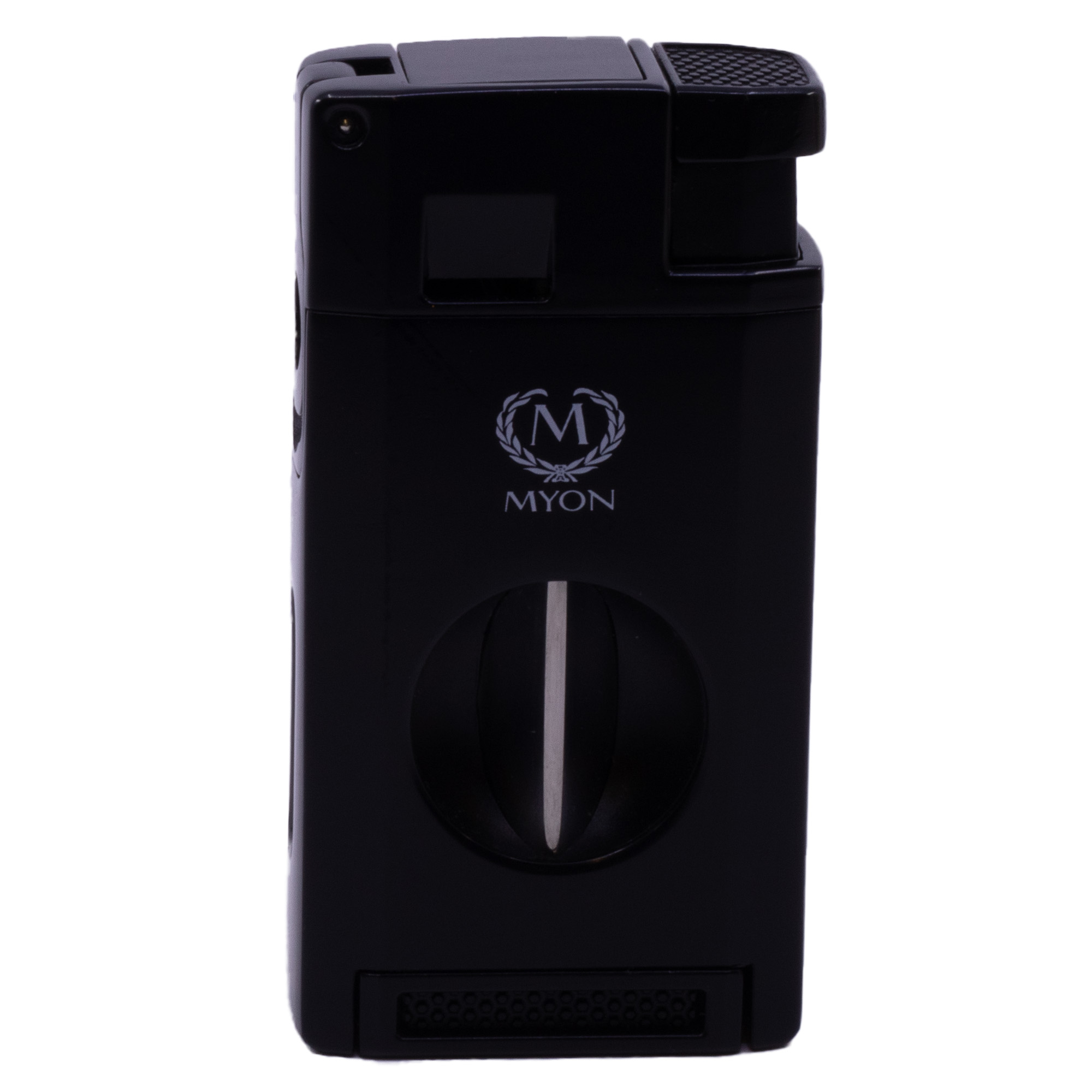 Myon Lighter with Piercer & V-Slicer – Black Myon Lighter with Piercer & V-Slicer – Black