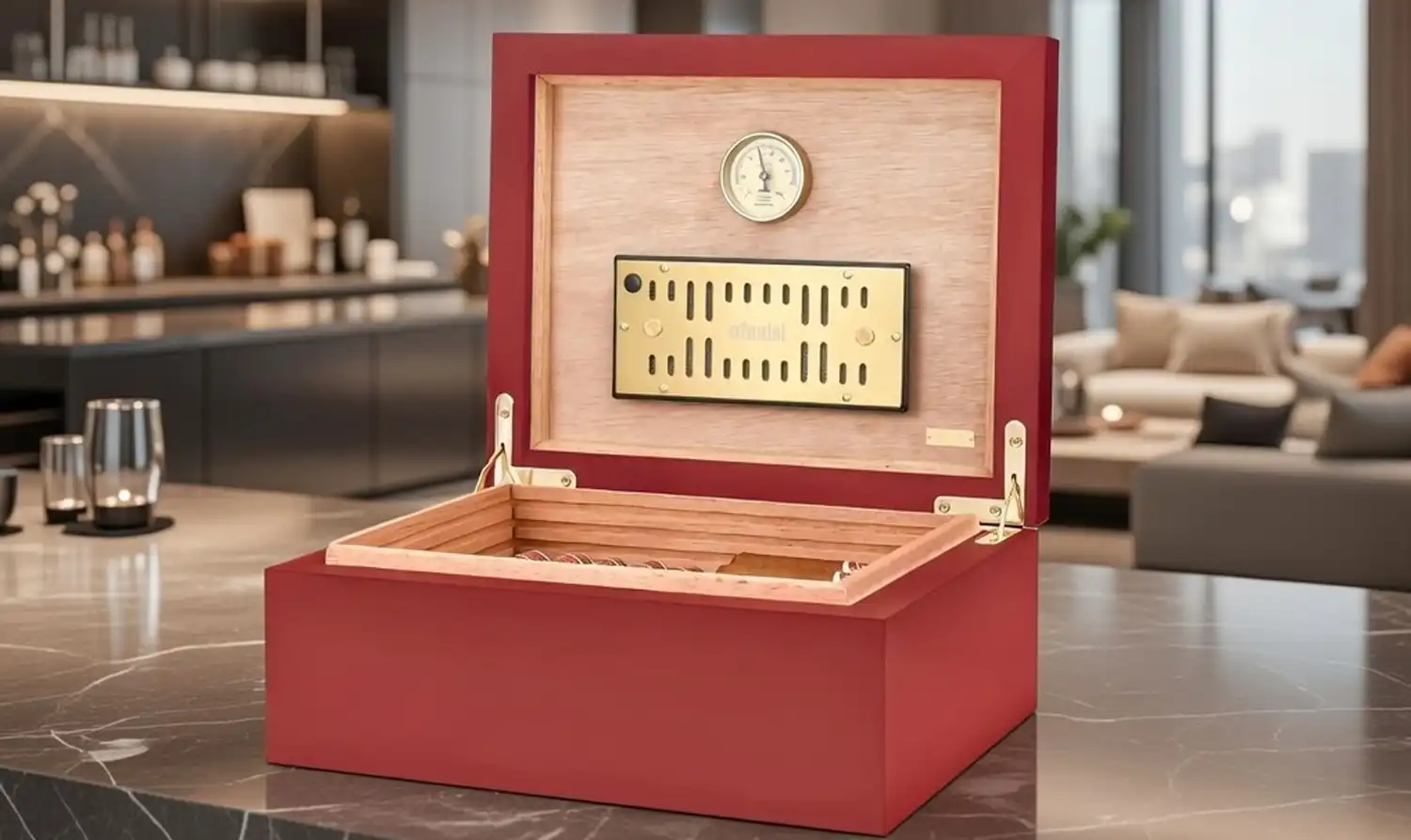 Adorini Humidor in rot. Adorini Humidor in rot.
