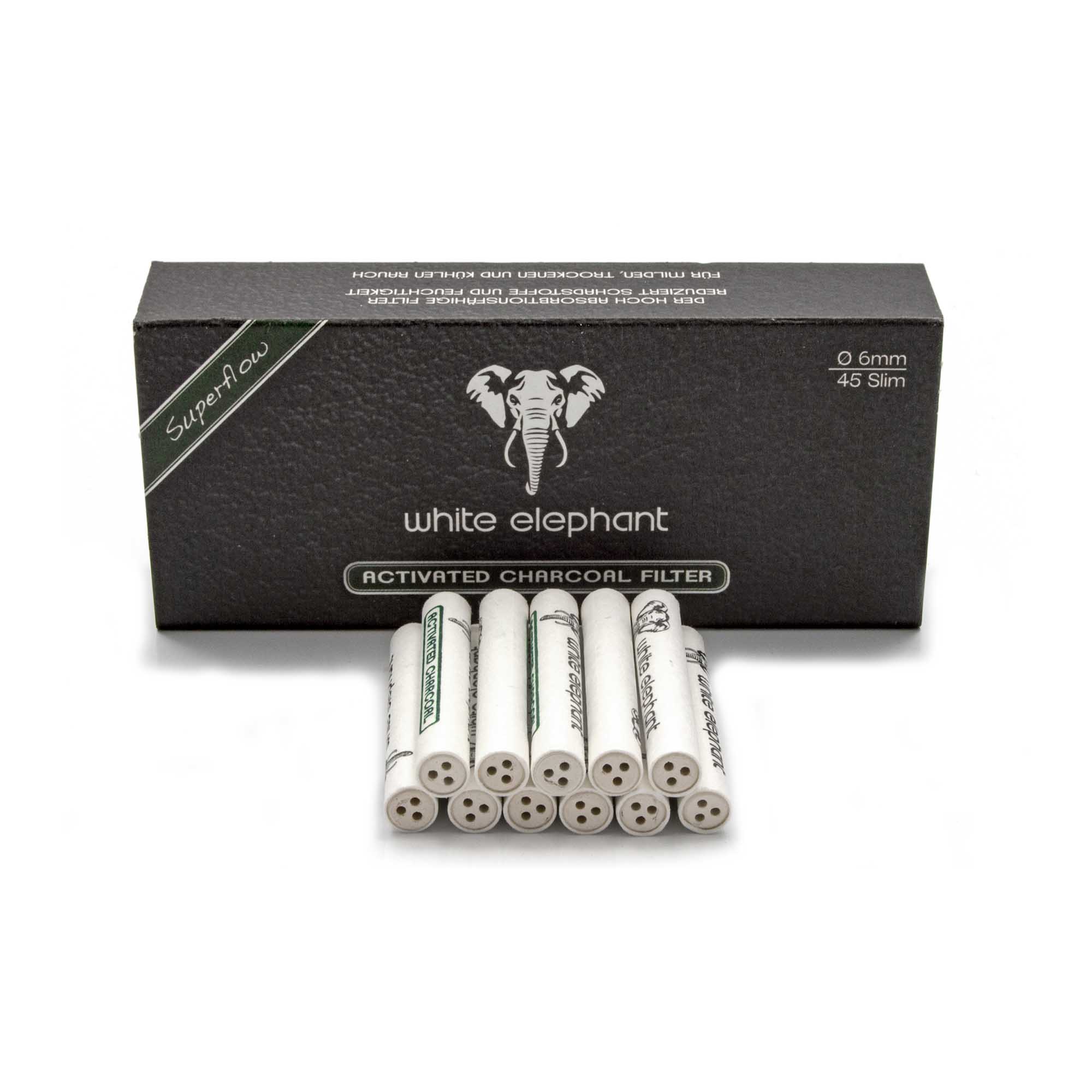 White Elephant aktiv Kohle Filter 6mm, 45 Stück