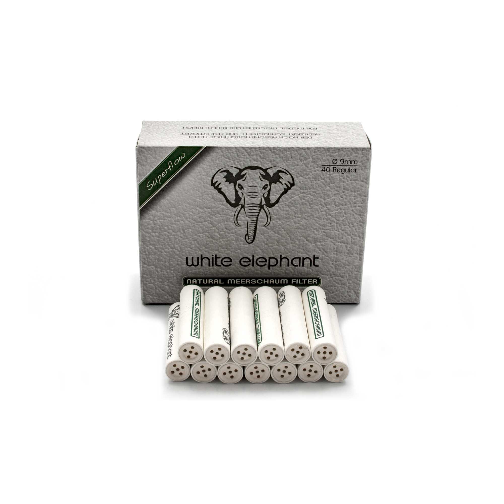 mousse de mer9mm40st1 White Elephant filtre en mousse de mer 9mm, 40 pièces