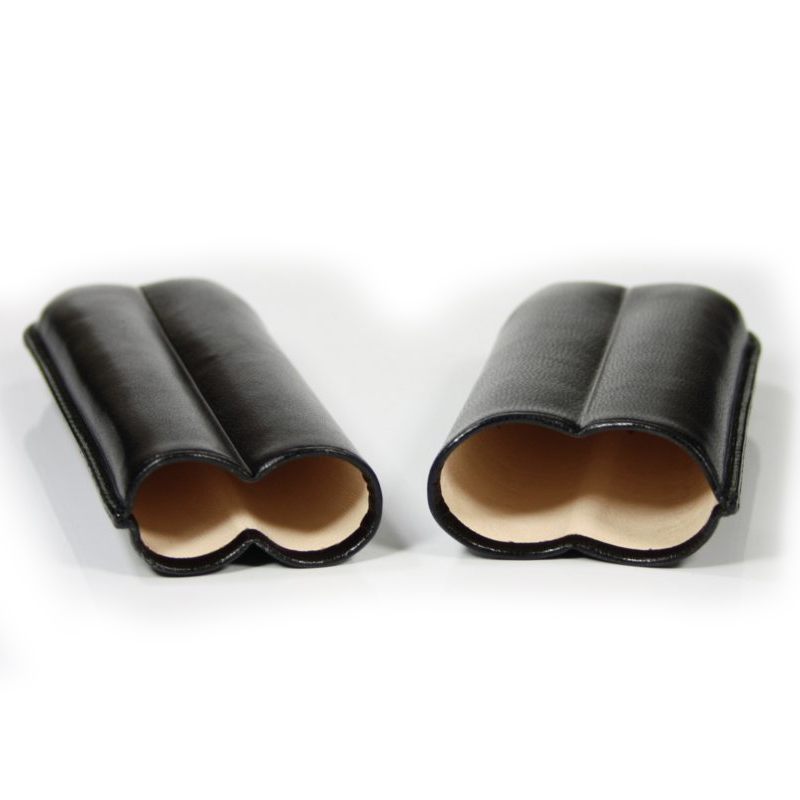 Martin Wess 2 portasigari Robusto in pelle nera 490