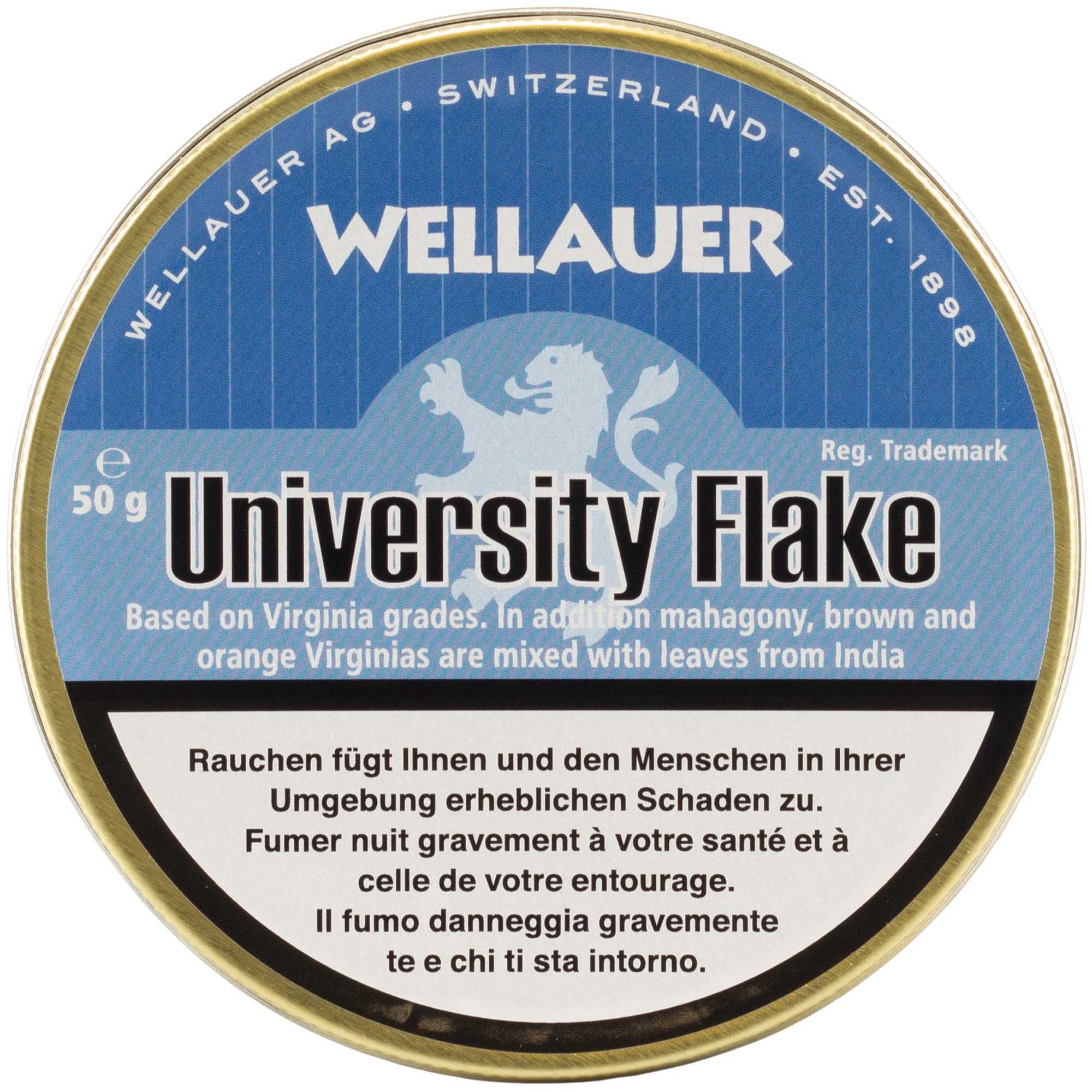 wellaueruniversityflake Wellauer's Pipe Tobacco University Flake - 50g Tin