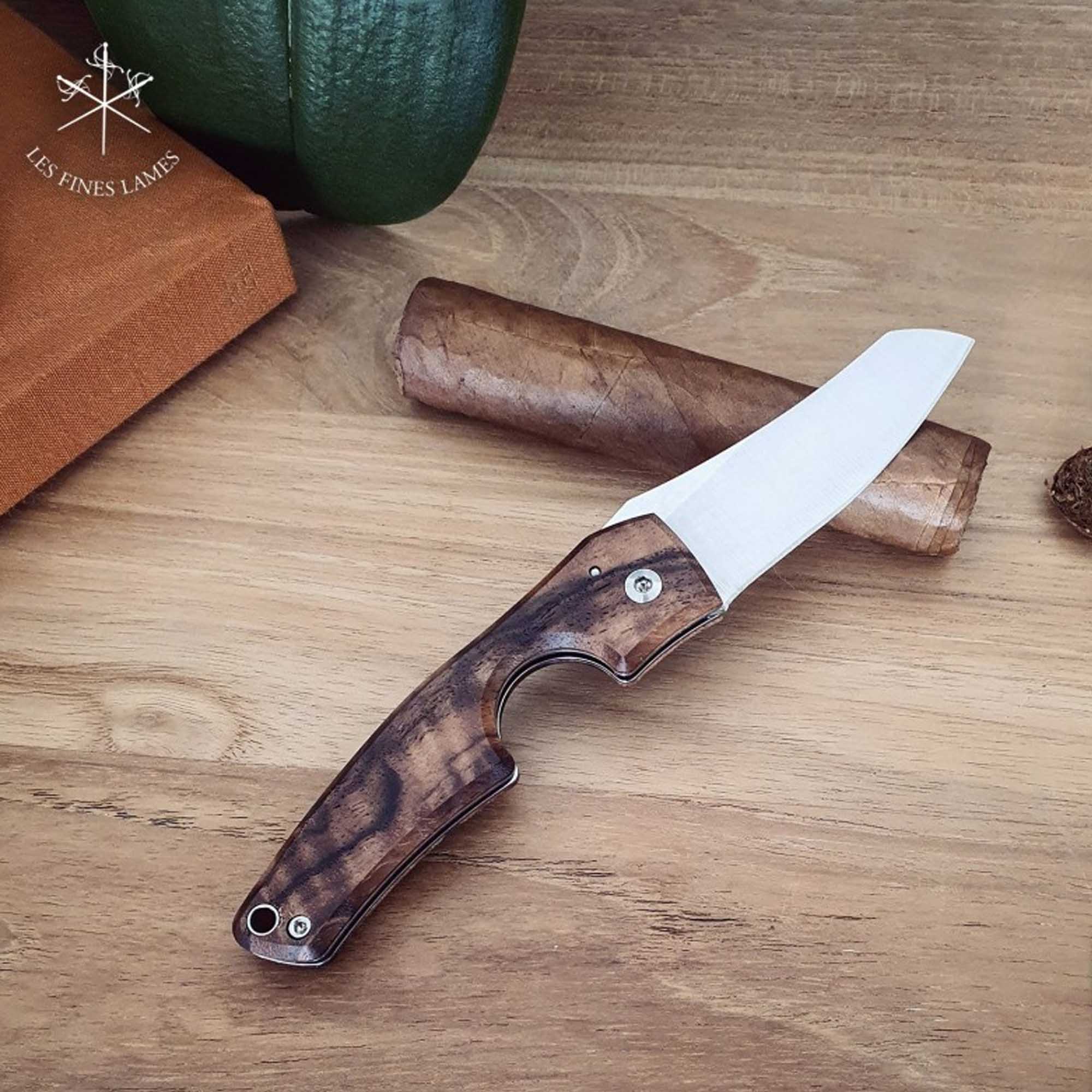 Coltello per sigari Les Fines Lames Le Petit Gunstock in radica di noce