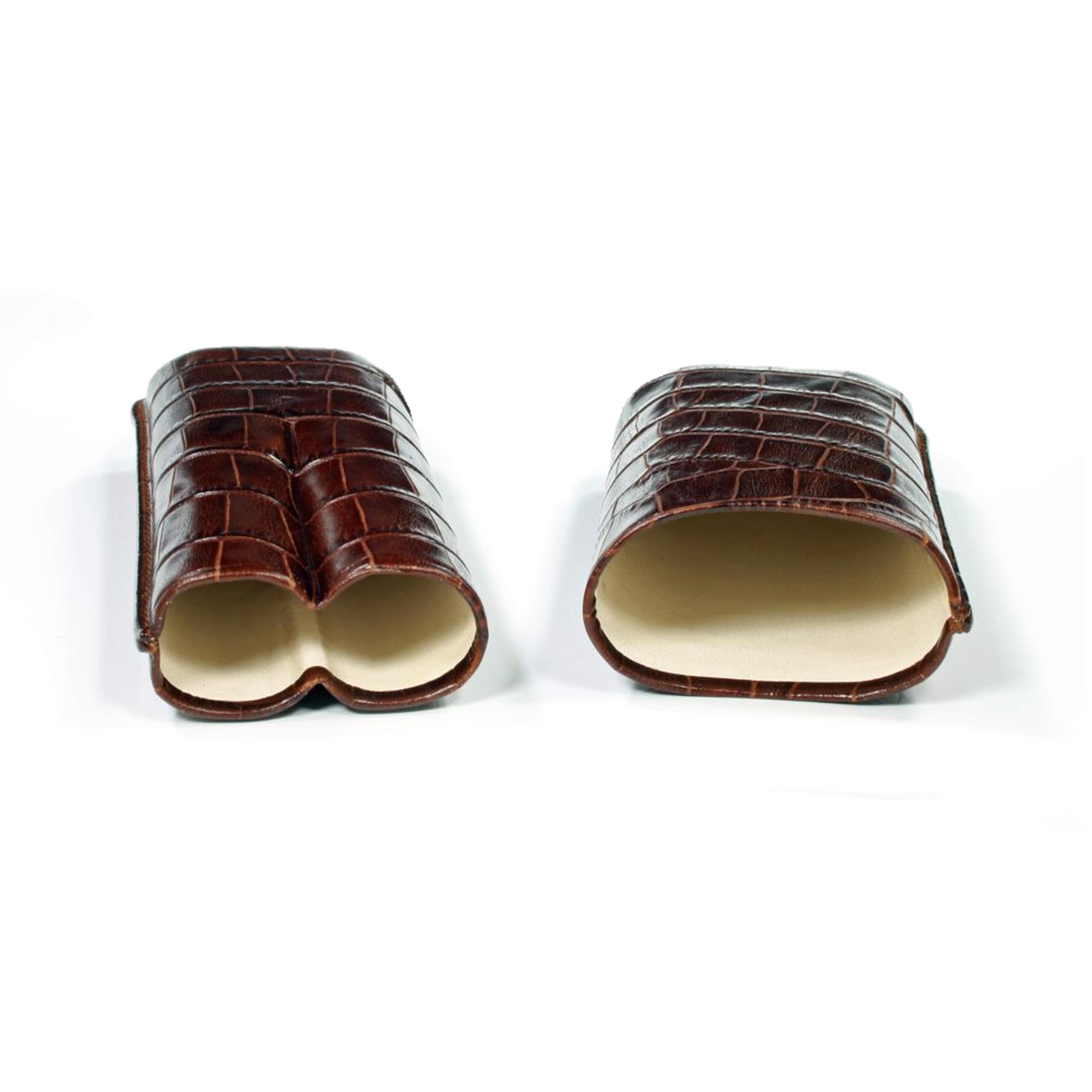 martin_wess_590_2er_robusto_croco_braun_03 Martin Wess 2 portasigari Robusto in pelle marrone Croco 590