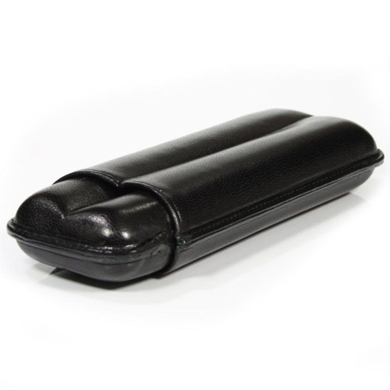 Martin Wess 2 portasigari Robusto in pelle nera 490