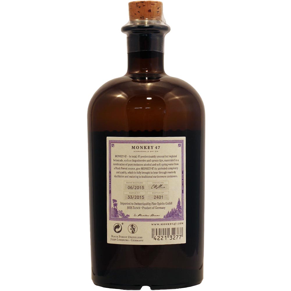 scimmia47gin47_02 Gin Monkey 47 Black Forest Dry Gin 50cl