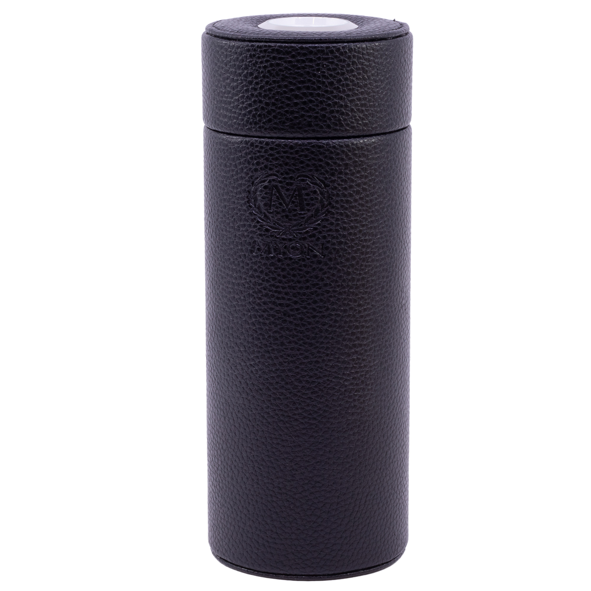 Humidor da viaggio Myon rotondo in pelle nera Humidor da viaggio Myon rotondo in pelle nera